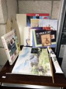 A selection of artist equipment including Dryad marquetry set.