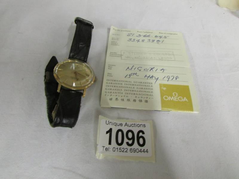 An Omega Seamaster wrist watch with certificate.