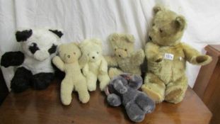 A mixed lot of early 1960's soft toys: 3 Wendy Boston bears (1962, 1964, 1966) Large big ted (1966)