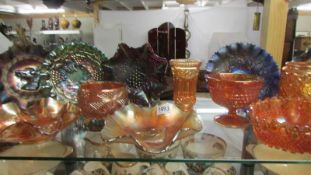 Fifteen pieces of carnival glass.