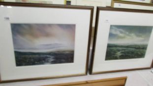A pair of framed and glazed signed rural scenes.