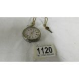 A Victorian ladies silver fob watch in working order.