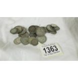 30 pre 1946 silver coins, 87 grams.