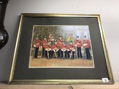 An interesting hand painted photograph of soldiers possibly from The Lincoln Regiment COLLECT ONLY