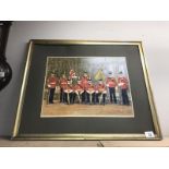 An interesting hand painted photograph of soldiers possibly from The Lincoln Regiment COLLECT ONLY