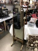 A vintage arch top bevel edge cheval mirror (height 143cm) *Collect Only*