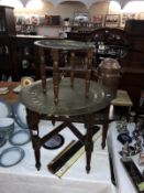 A large Indian brass topped folding table & 1 other