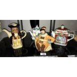 4 collectable teapots including Sadler Romeo & Juliet (small chip on lid), Tony Wood Toby jug & a