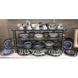 Approximately 250 pieces of blue & white dinnerware including Wedgwood