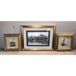 A pair of gilt framed watercolours of Budapest & 1 other