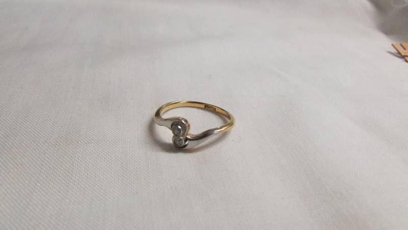 An 18ct gold and diamond ring, size M, 2.3 grams. - Image 2 of 2