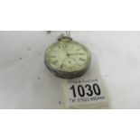 A H Samuel, Manchester Acme Lever silver pocket watch with key,
