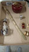 A mixed lot including Stanhopes, novelty thimble holder etc.,