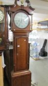 An oak cased Grandfather clock marked Mason, Chesterfield.