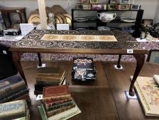 A retro tile top coffee table on Queen Anne legs (95cm x 49cm x 42cm high) *Collect Only*