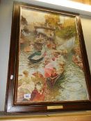 A mahogany framed print entitled 'Boulter's Lock'. (Collect only)