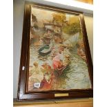 A mahogany framed print entitled 'Boulter's Lock'. (Collect only)