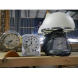 A mixed lot of clocks including alarm.