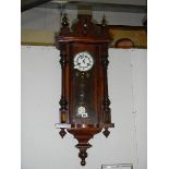 A Victorian mahogany Vienna wall clock, Collect only.