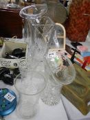 A mixed lot of good glass vases. (Collect only)