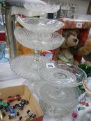 A mixed lot of glass cake stands. (Collect only)
