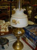 A mid 20th century brass half nelson oil lamp. (Collect only)