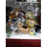 A mixed lot of ceramics including animals. (Collect only)