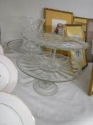 A mixed lot of glass ware including cake stands.