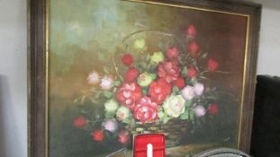 A framed floral oil on canvas signed Susanna Grainger. (Collect only)
