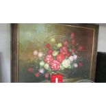 A framed floral oil on canvas signed Susanna Grainger. (Collect only)