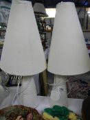 A pair of ceramic table lamps with shades (collect only)
