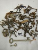 A collection of old metal keys.