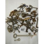 A collection of old metal keys.