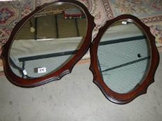 Two mahogany framed mirrors, (Collect only)