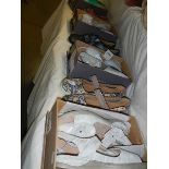 A quantity of boxed ladies shoes and sandals.