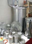 A large lot of stainless steel kitchen ware etc., (Collect only)