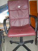 A good leather revolving office chair, (Collect only).