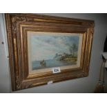 A mid 20th century oil on board coastal scene. (Collect only)