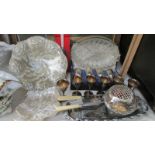 A mixed lot of silver plate dishes, goblets, rose bowl etc.,