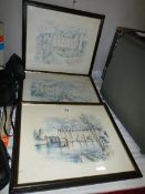 Three framed and glazed architectural prints, (collect only)