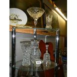 A mixed lot of cut glass vases etc., (Collect only)