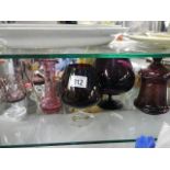 A mixed lot of coloured glass goblets etc,., (collect only).