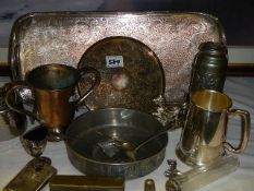 A mixed lot of silver plate etc.,