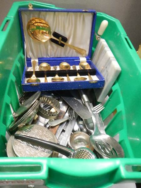 A crate of old cutlery etc., - Image 2 of 2
