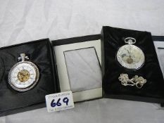 Two boxed gent's pocket watches in working order.