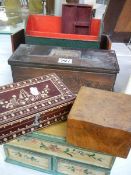 A mixed lot of wooden boxes.