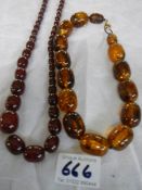 Two good necklaces (possibly amber).