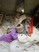A mixed lot of needlework and knitting items including thread.