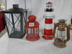 A lighthouse lamp and three other lamps, all good.