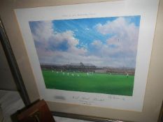 A framed and glazed Cricket print entitled 'Neville Road, Bristol'